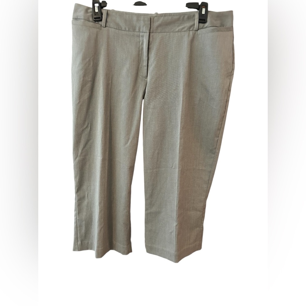 Worthington Curvy fit dress pants, full legs cropped length, grey, Size 18